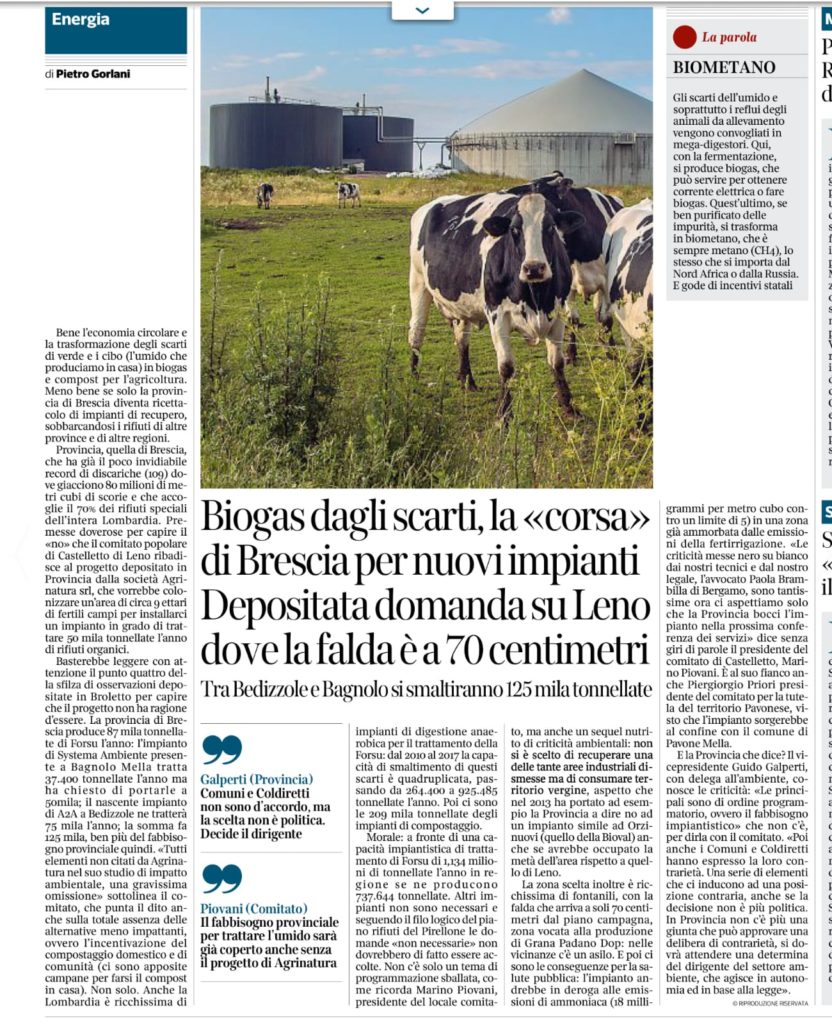 Corriere della Sera Brescia 30 agosto 2020